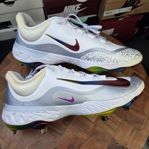 Nike Alpha Huarache Elite 4 Low Baseball Cleats FD2745-106 Rainbow Men’s Sz 13